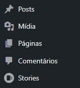 Web Stories no menu do painel do wordpress